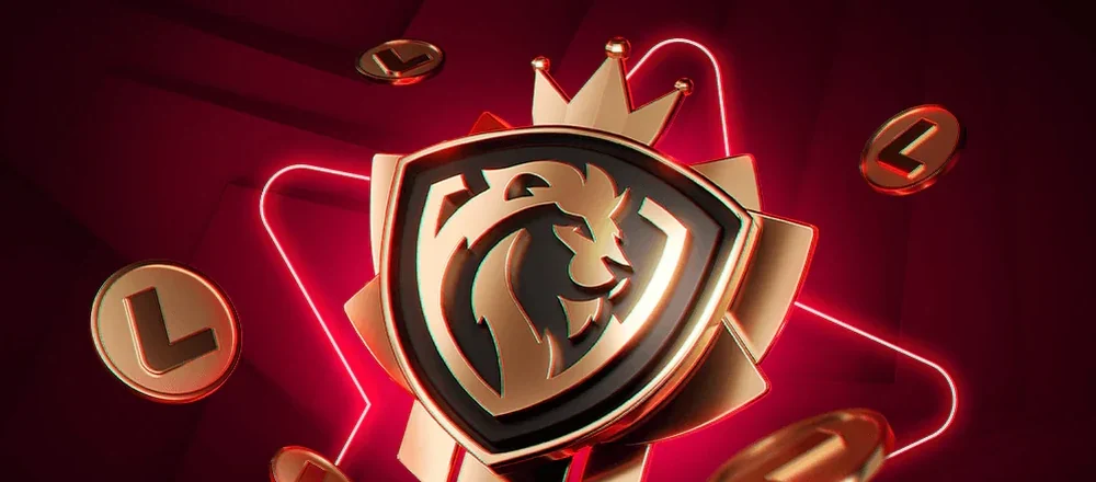 The crowned LEON lion shield standing whole inside its neon outline