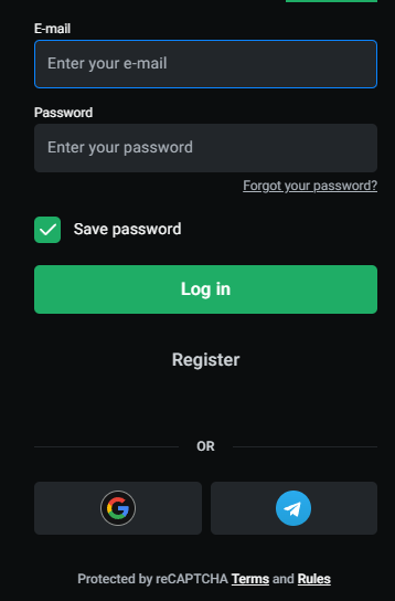 The LEON sign-in panel with the email and password fields and the forgotten-password link