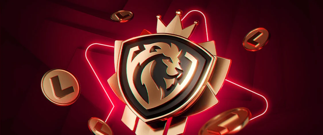 The LEON lion crest on a crowned shield surrounded by brand coins